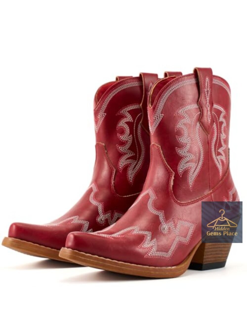 Women's Western Cowboy Ankle Boots Embroidered Snip Toe Block Heel